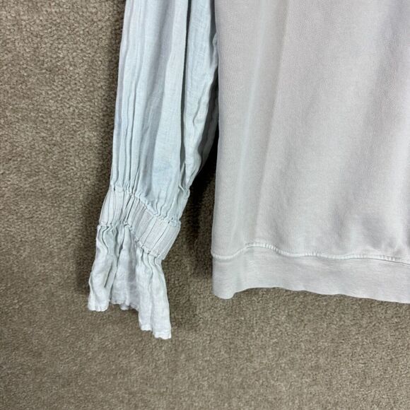 Stateside Sweatshirt Womens Small S Gray Crew Contrast Linen Sleeve French Terry - Picture 4 of 11